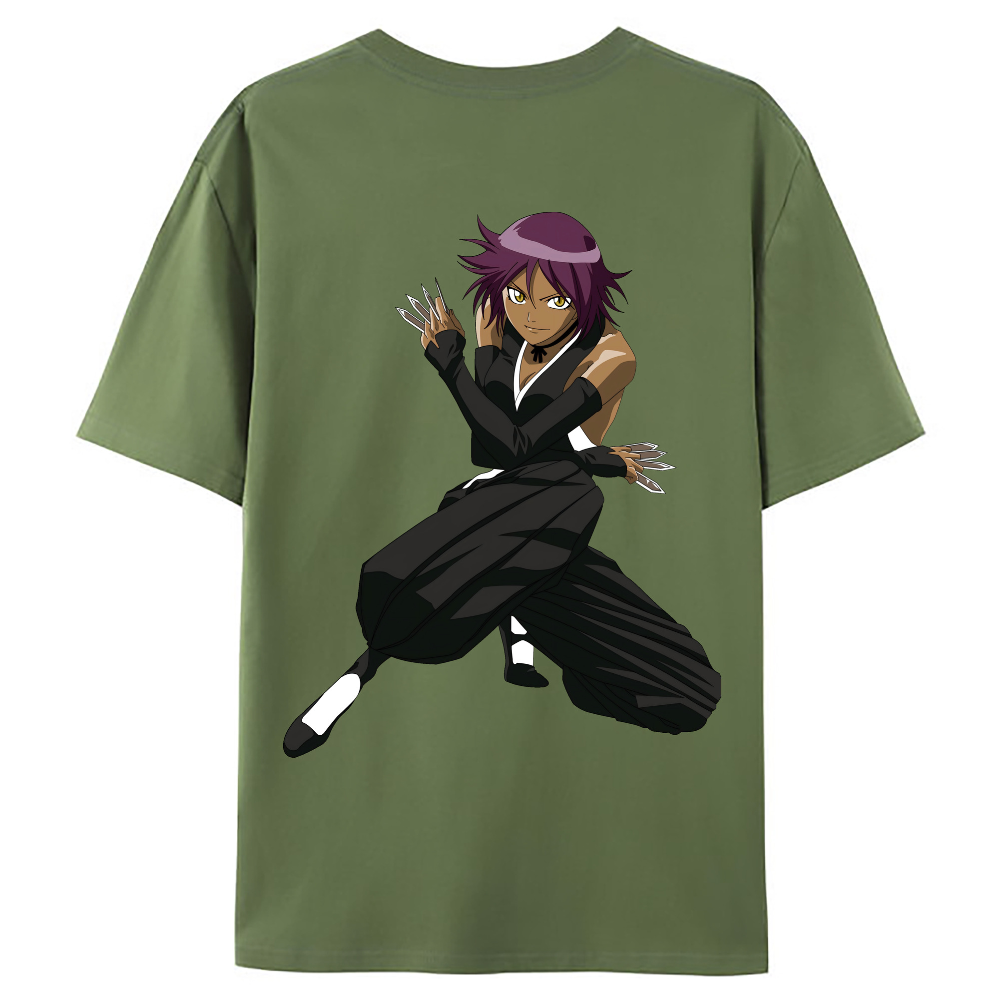 （画像用） ブリーチ 四楓院 夜一（しほういん よるいち） BLEACH Shihouin Yoruichi 綿100％ メンズ半袖Tシャツ（バックプリント） 通気性
